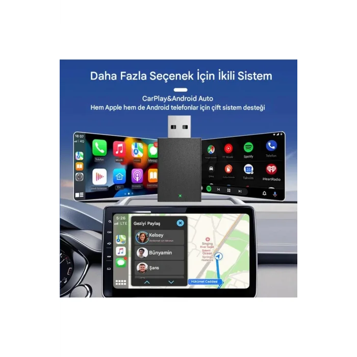Kablosuz Android Auto/Car Play USB Dongle Cihazı