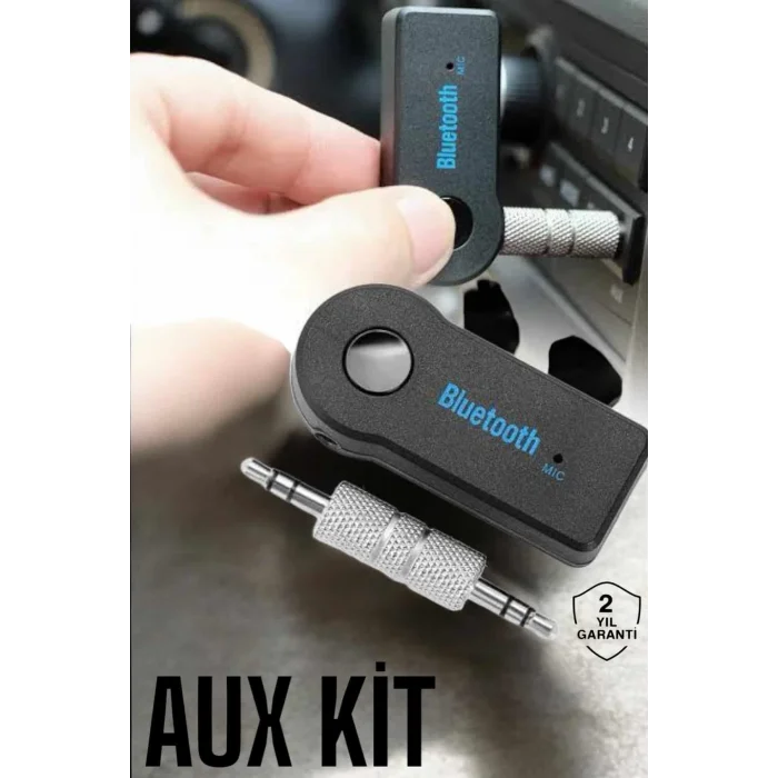 Kablosuz Bluetooth Aux Araç Kiti Siyah Hafıza Kartlı