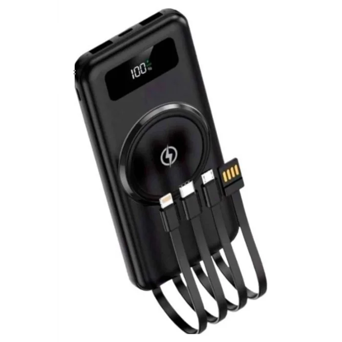 Kablosuz Çoklu Şarj Girişli 10.000 Mah Kablolu Powerbank Taşınabilir