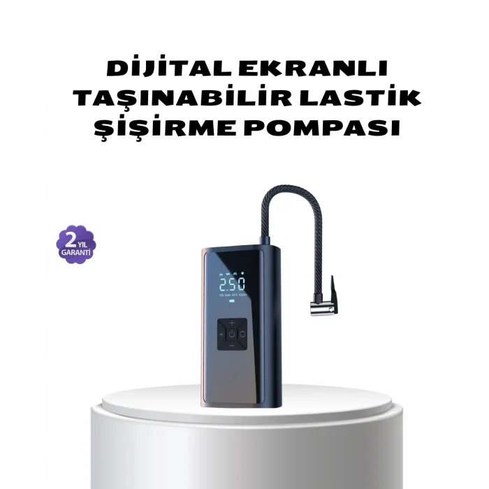 Kablosuz Dijital Lastik Şişirme Pompası LED Işıklı 80W