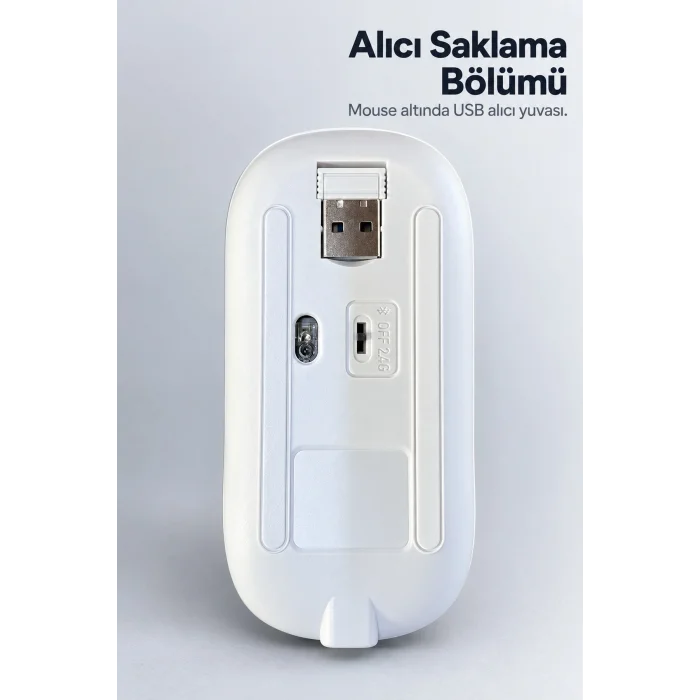 Kablosuz Klavye Mouse Seti Beyaz Türkçe Q