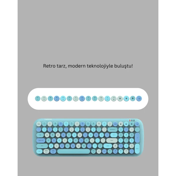 Kablosuz Klavye ve Mouse Seti – Sessiz Tuş Retro Tasarım