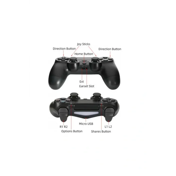 Kablosuz PS4 Oyun Kolu | Wireless Joystick Gamepad | Titreşimli DualShock Uyumlu – Siyah