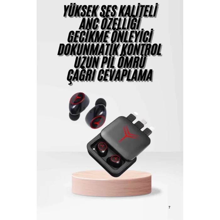 Kablosuz Şarj Göstergeli Powerbank Özellikli Bluetooth Kulaklık Çağrı Cevaplayabilen