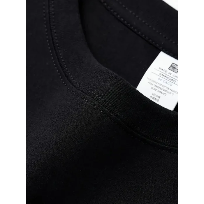 Kadın Kısa Kol Yazlık Tişört Bisiklet Yaka Baskılı Oversize T-Shirt - Siyah