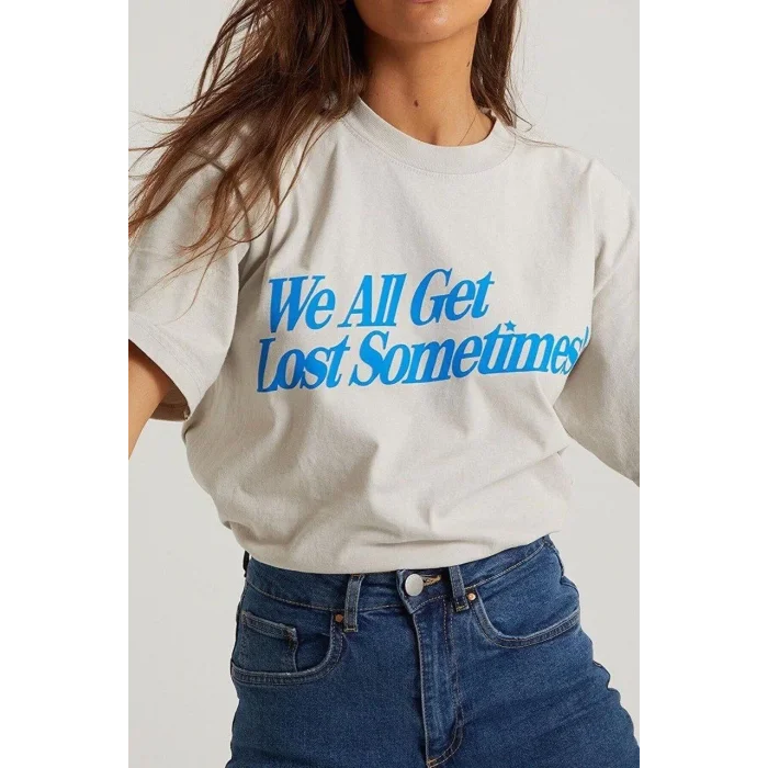 Kadın Baskılı Oversize kısa kol T-Shirt - Beyaz