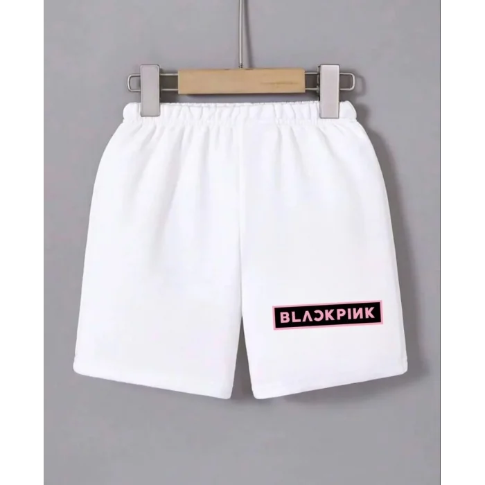 Kadın Beli Lastikli Baskılı Mini Şort - Beyaz