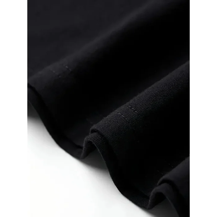 Kadın T-Shirt Bisiklet Yaka Kısa kol Baskılı Tişört - Siyah