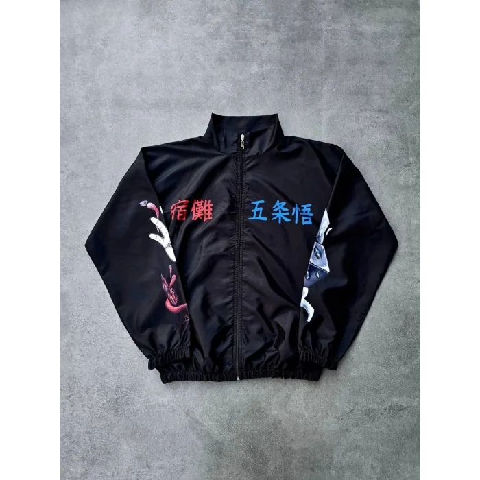 Kadın Fermuarlı Dijital Baskılı Rüzgarlık - Siyah