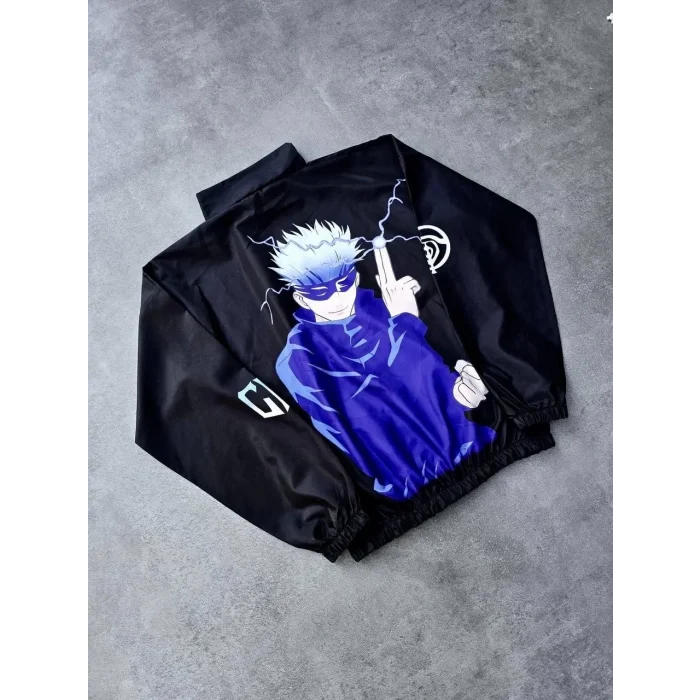 Kadın Fermuarlı Dijital Baskılı Rüzgarlık - Siyah