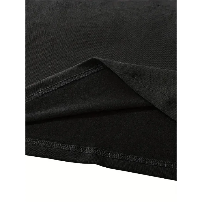 Kadın Tişört fiyonk baskılı Bisiklet yaka yazlık Kısa Kol oversize t-shirt - Siyah