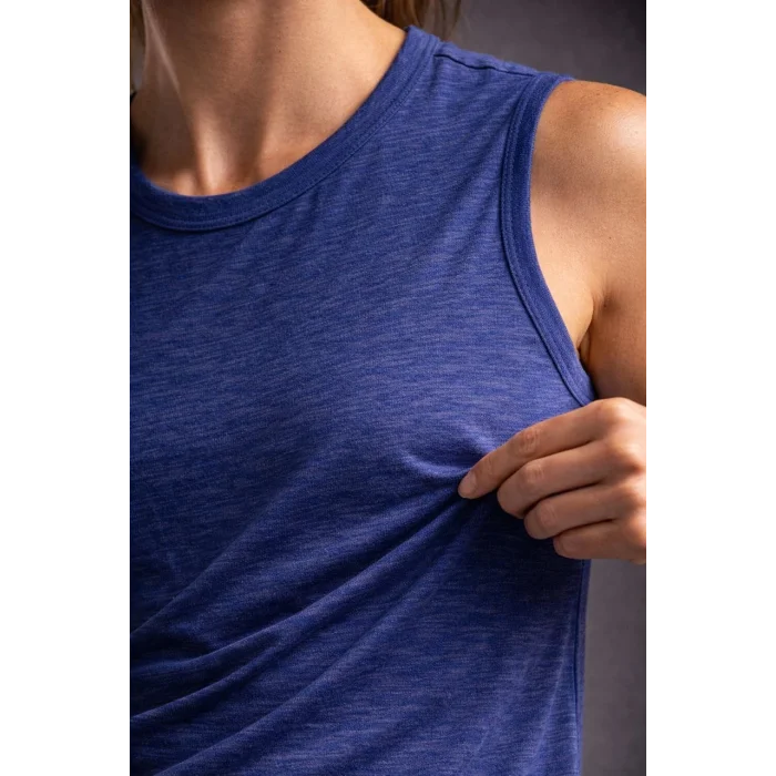 Kadın Flamlı Kumaş Sıfır Kolsuz Atlet Basic Spor Üst, Günlük ve Fitness Kullanımına Uygun - İndigo
