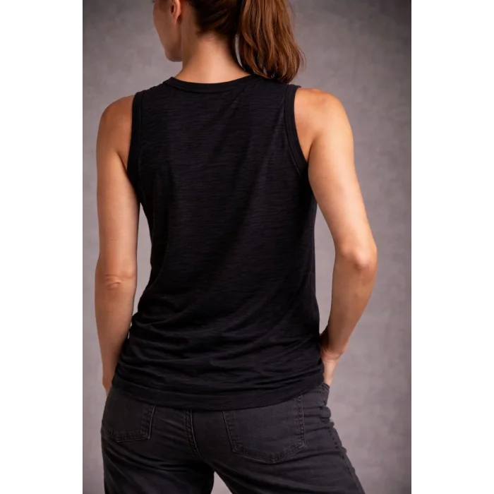 Kadın Flamlı Kumaş Sıfır Kolsuz Atlet Basic Spor Üst, Günlük ve Fitness Kullanımına Uygun - Siyah