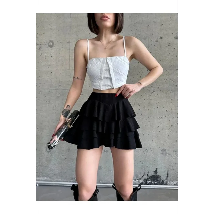 Kadın Mykonos Mini Etek - Siyah