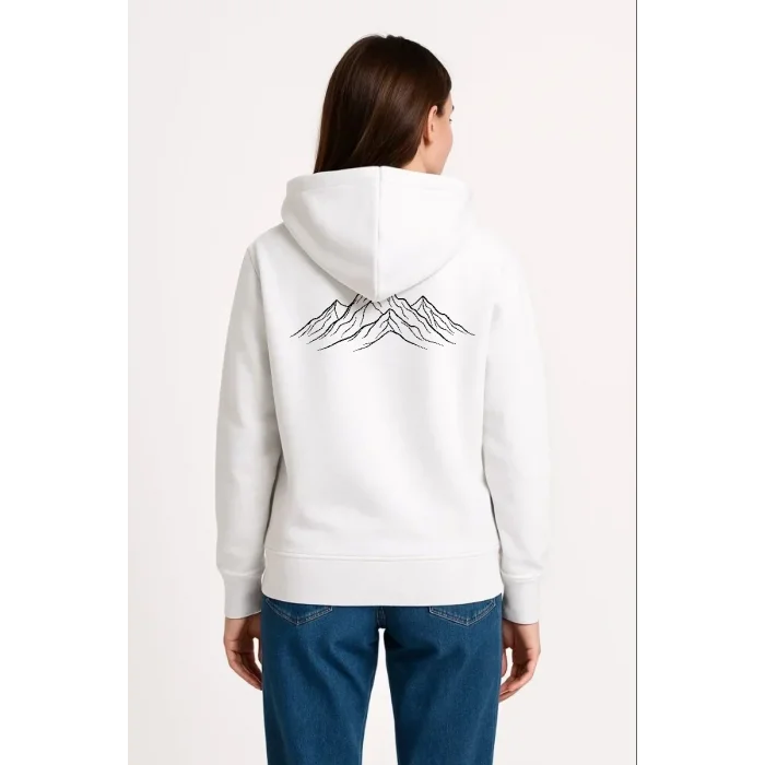 Kadın 3 İplik Pamuklu Kapüşonlu Hoodie Sweatshirt Nihilist Penguen Baskılı - Beyaz