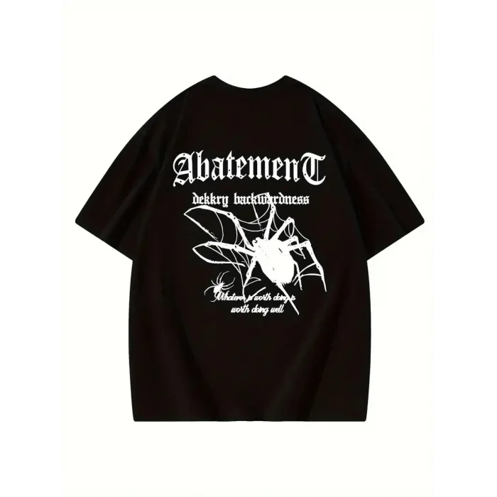 Kadın Tişört Örümcek Baskılı Bisiklet Yaka T-shirt - Siyah