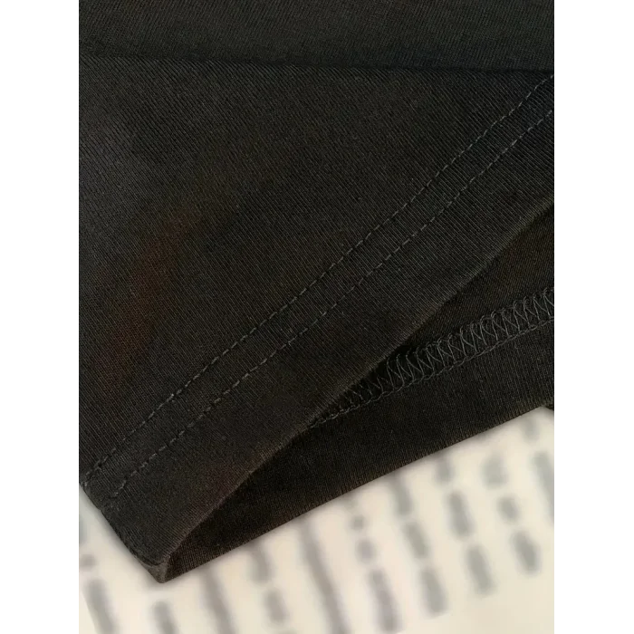 Kadın Kısa Kol Yazlık Tişört Bisiklet Yaka Baskılı Oversize T-Shirt - Siyah