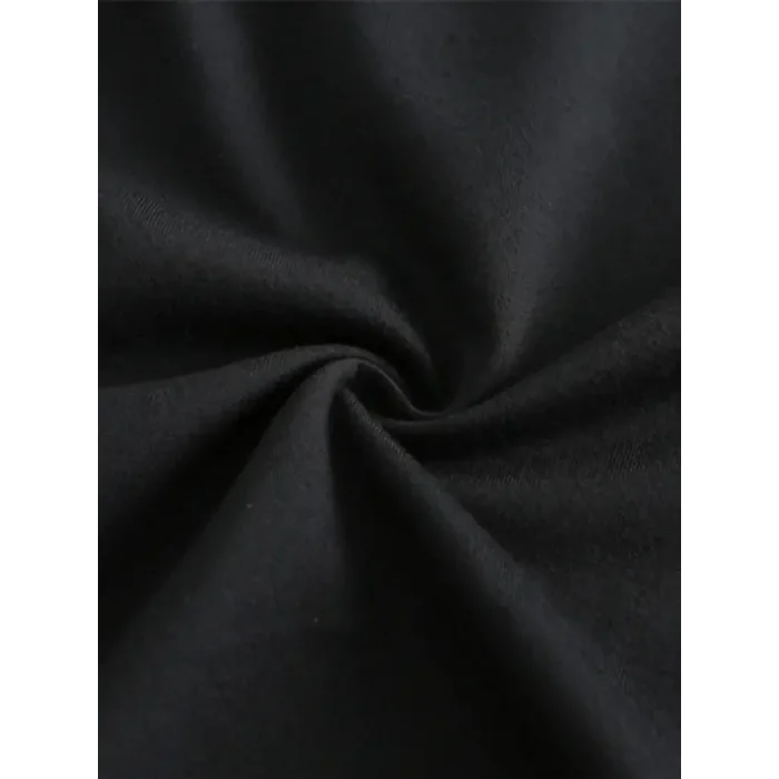 Kadın Baskılı Tişört Kısa Kol Bisiklet Yaka T-shirt - Siyah