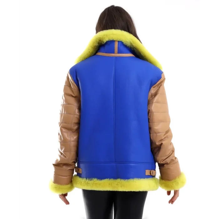 Kadın Premium Doğal Koyun Derisi Pilot Kürk - Sarı