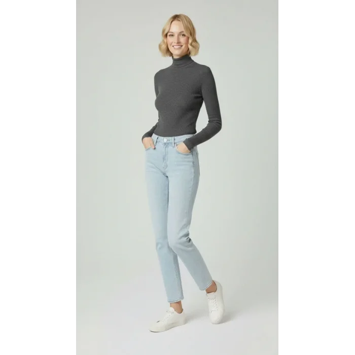 Kadın Tam Boğazlı Fitilli Likrali Kaşkorse Slimfit Badi  - Antrasit