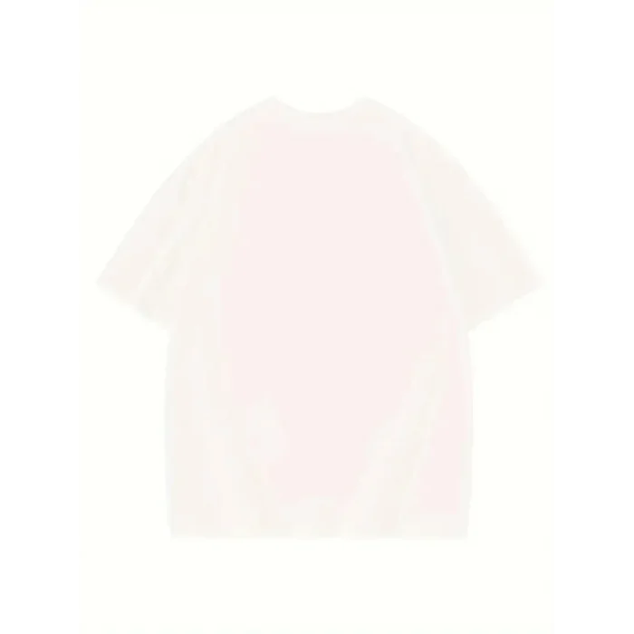 Kadın Baskılı Tişört Bisiklet yaka yazlık Kısa Kol oversize t-shirt - Beyaz