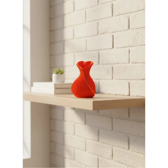 Kalpli Turuncu Dekoratif Vazo 11 cm Modern Şık Masaüstü Aksesuar