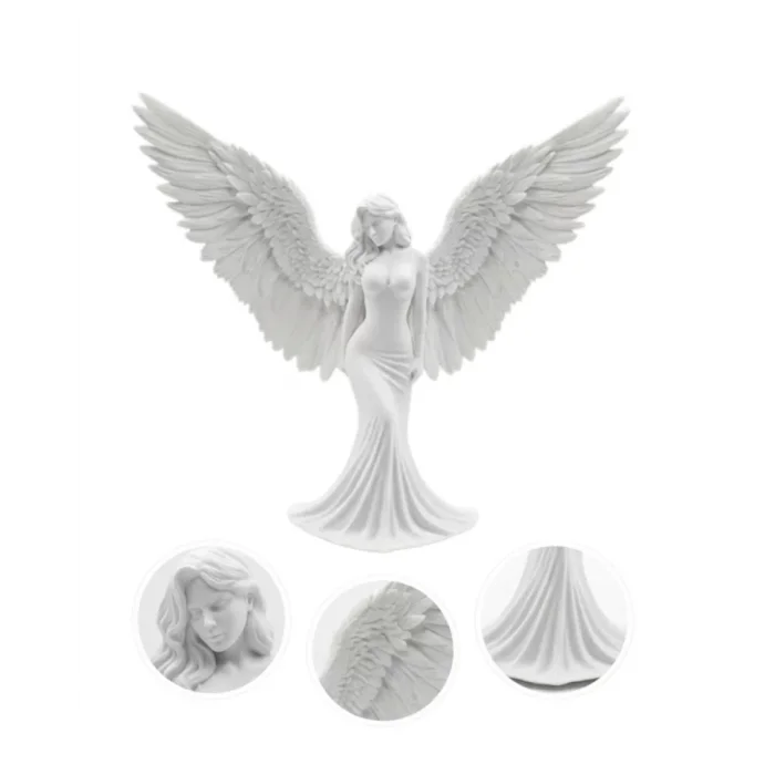 Kanatlı Melek Figürü 3D Baskı Dekoratif Heykel Biblo Ev Ofis Aksesuarı