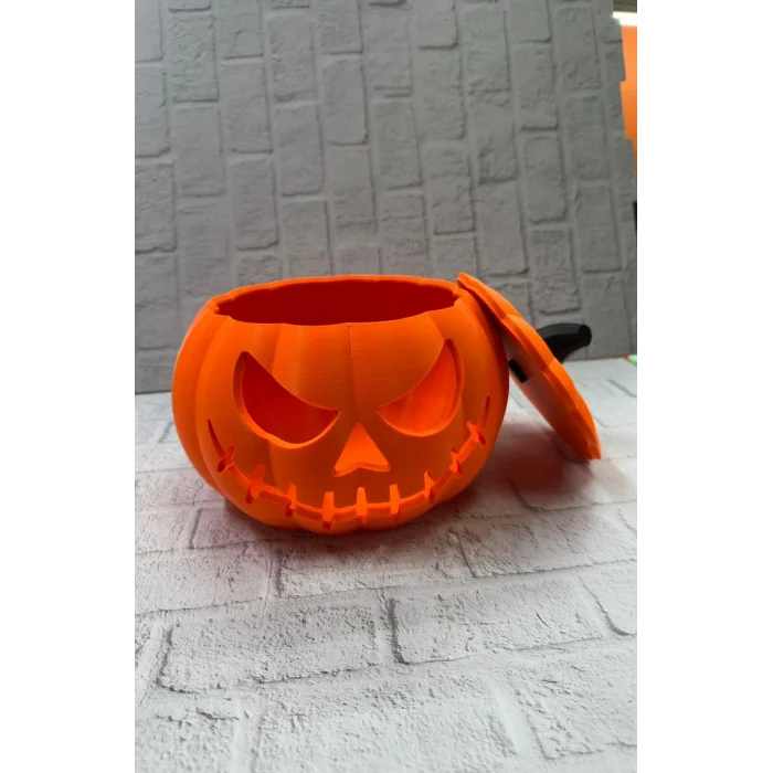 Kapaklı Balkabağı Dekor Kutusu 21×15 cm Halloween Temalı Saklama