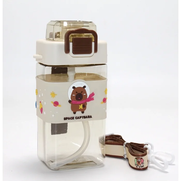 Kapibara Desenli Pipetli Çocuk Matarası