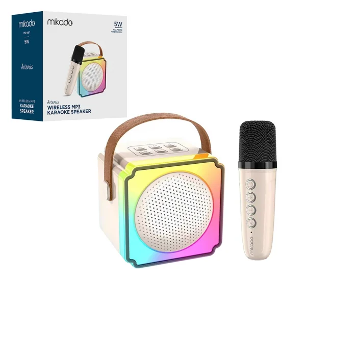 Karaoke Mikrofonlu Taşınabilir Bluetooth Hoparlör (Işıklı, USB Şarjlı)