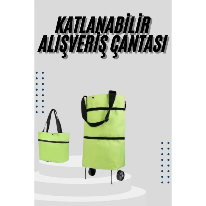 Katlanabilir Tekerlekli Çantalı Çarşı Pazar Arabası Alışveriş Çantası Piknik Çantası