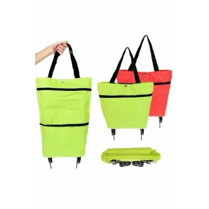 Katlanabilir Tekerlekli Pazar Market Çarşı Arabası Market Alışveriş Çantası