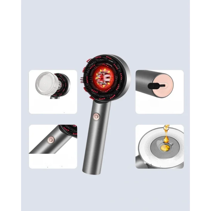 Kırmızı Işık Terapi Saç Derisi Masaj Tarağı 3 Modlu Yağ Hazneli
