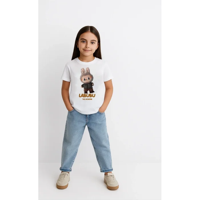 Kız Çocuk Baskılı T-Shirt - Beyaz