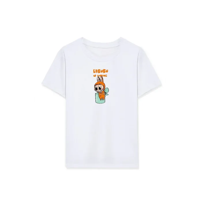 Kız Labubu Çocuk Baskılı T-Shirt - Beyaz