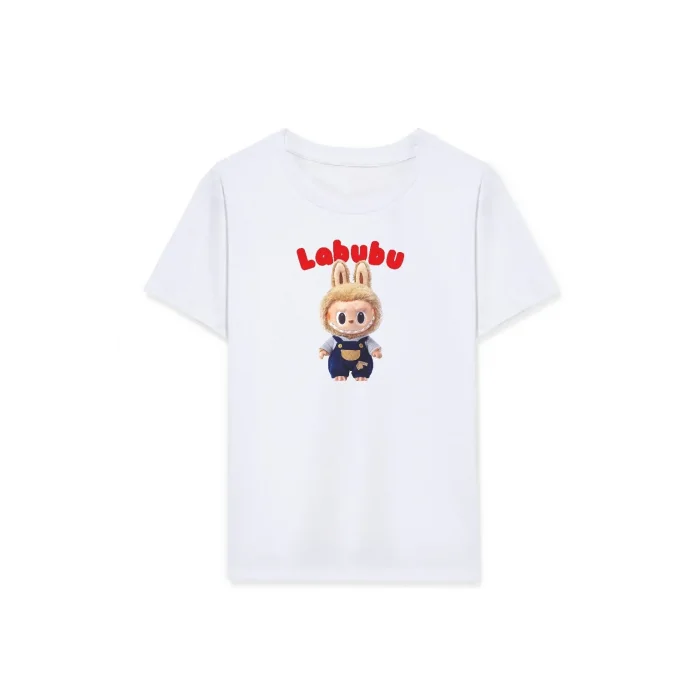 Kız Labubu Çocuk Baskılı T-Shirt - Beyaz