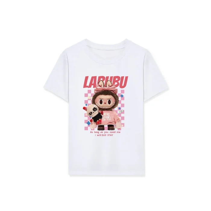 Kız Labubu Çocuk Baskılı T-Shirt - Beyaz
