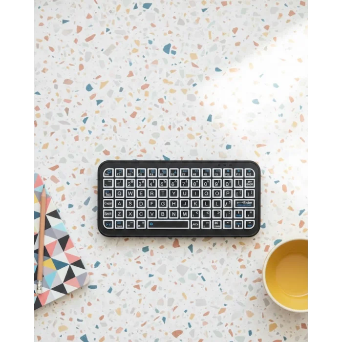 Kompakt Siyah RGB Işıklı Bluetooth Mini Klavye