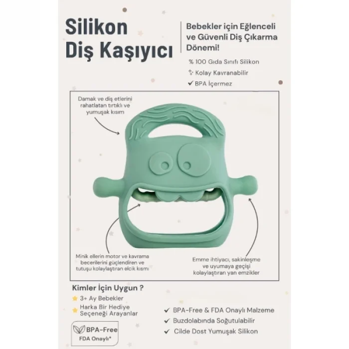 Koyu Yeşil Bebek Silikon Diş Kaşıyıcı
