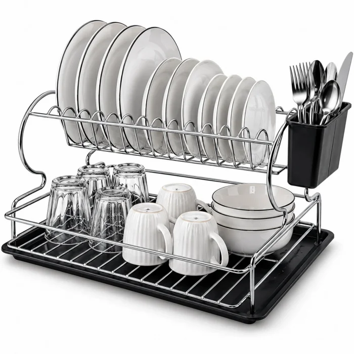Krom - Metal 2 Katlı Tabaklık - Bulaşıklık Bx40