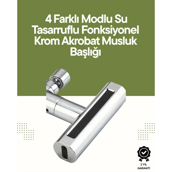 Krom Musluk Başlığı | 4ü 1 Arada Su Çıkışı | Kolay Montajlı