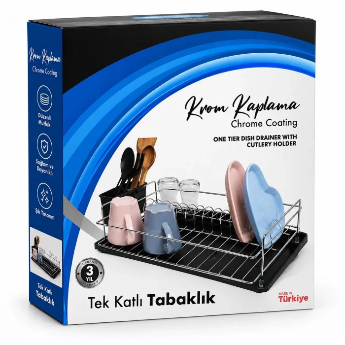Krom Tek Katlı Tabaklık - Bulaşıklık Bx40