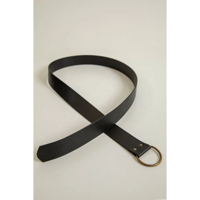 Küçük Oval Tokalı Kadın Kemer-Siyah