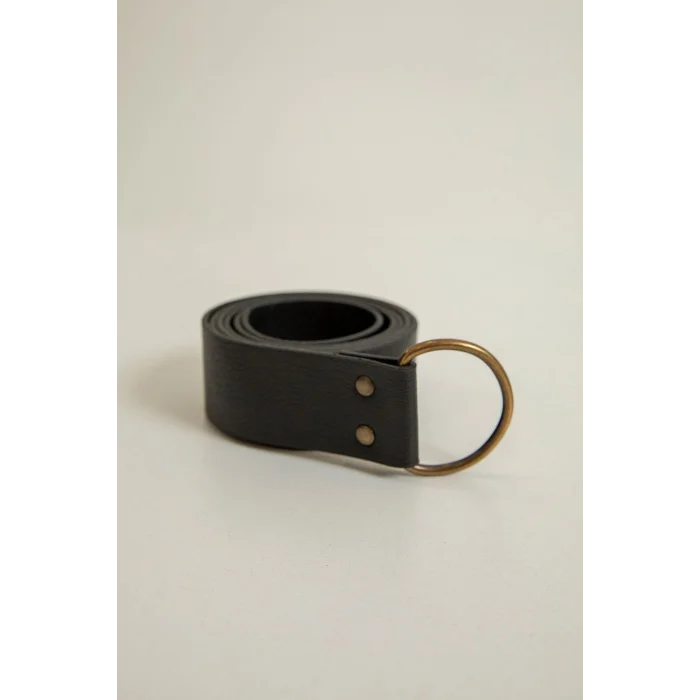 Küçük Oval Tokalı Kadın Kemer-Siyah