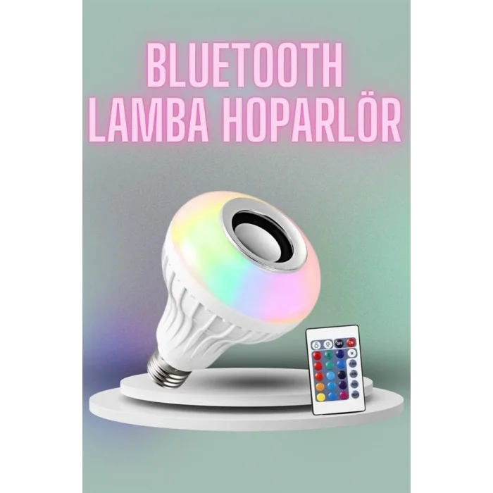 Kumandalı RGB Led Işık Bluetooth Hoparlör Ses Lambası Renkli Ampul