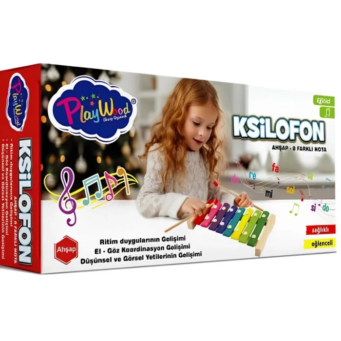 Kutuda Ahşap 8 Farklı Notalı Ksilofon NessiWorld