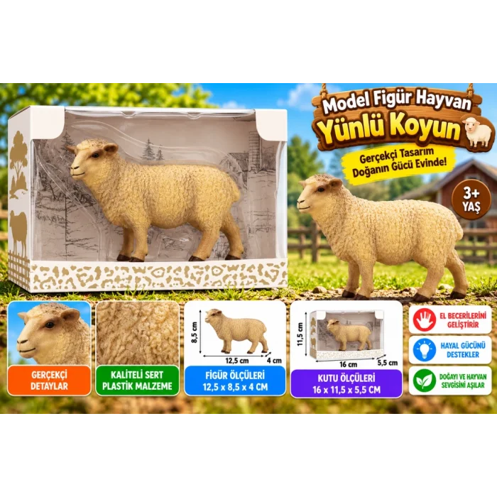 Kutulu Model Figür Hayvan Yünlü Koyun