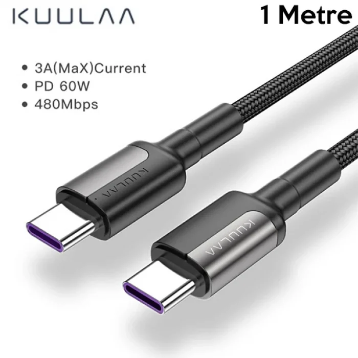 KUULAA Type C Type-C PD 60W QC4.0 Hızlı Şarj ve Data Kablosu 1Metre-(5775)
