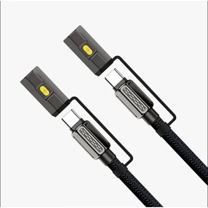 Led Fener Ve Alevsiz Çakmak Fonksiyonlu Type-c Şarj Ve Data Kablosu 120 Cm Siyah