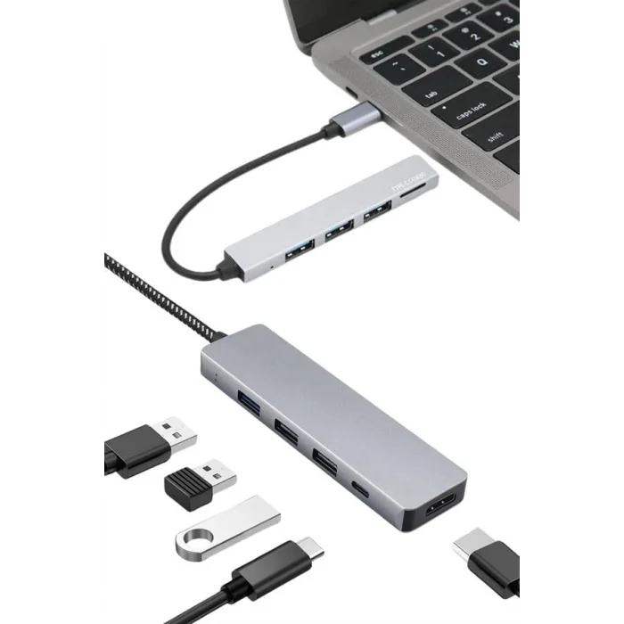 Macbook Pro/air Uyumlu USB Type-C 8 In 1 Hub Dönüştürücü Çevirici Çoklayıcı USB Hdmı Micro Sd 8 Girişli